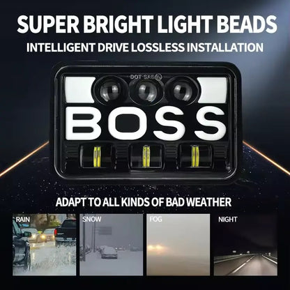Универсалeн 5 инча ЛЕД LED фар лампа халоген 12V-24V къси/дълги с DRL дневни светлини мигач бяло-жълто 4800 lm за АТВ джип камион трактор и др.