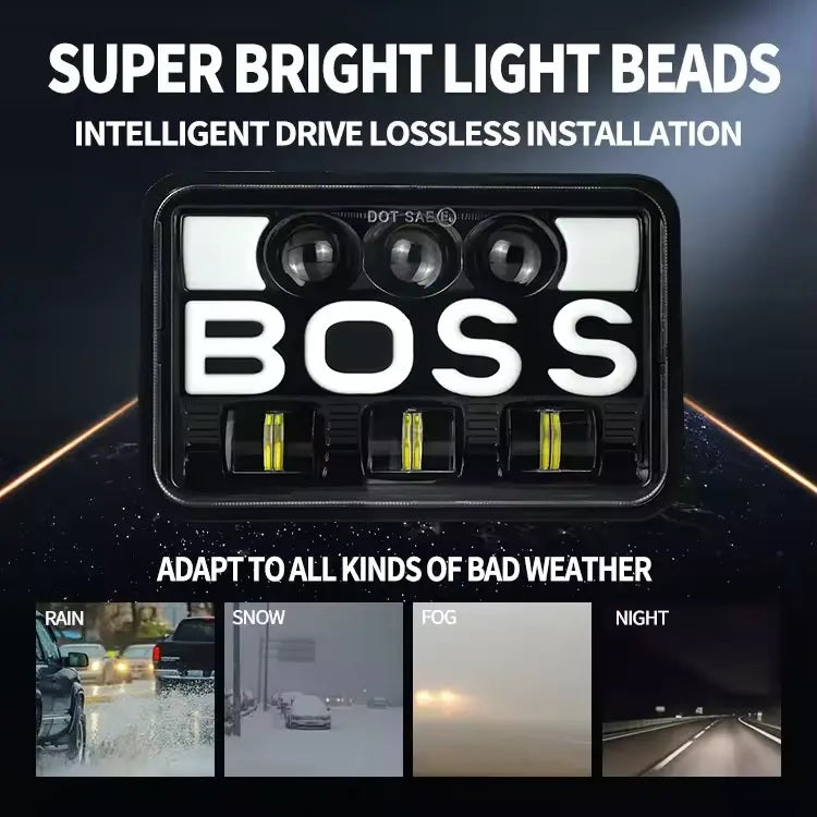 Универсалeн 5 инча ЛЕД LED фар лампа халоген 12V-24V къси/дълги с DRL дневни светлини мигач бяло-жълто 4800 lm за АТВ джип камион трактор и др.