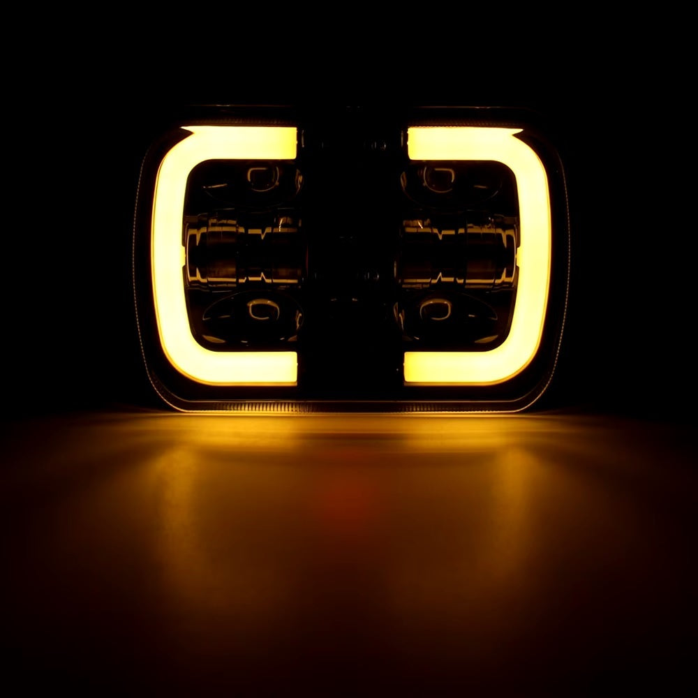 Универсалeн 5x7 инча ЛЕД LED фар лампа халоген 12V-24V къси/дълги с DRL дневни светлини мигач бяло-жълто 4800lm за АТВ джип камион трактор и др.
