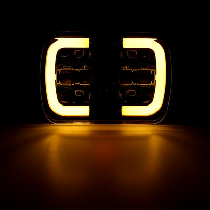 Универсалeн 5x7 инча ЛЕД LED фар лампа халоген 12V-24V къси/дълги с DRL дневни светлини мигач бяло-жълто 4800lm за АТВ джип камион трактор и др.