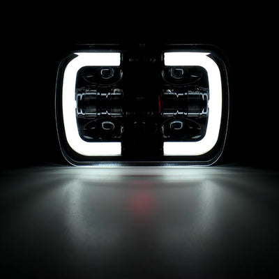 Универсалeн 5x7 инча ЛЕД LED фар лампа халоген 12V-24V къси/дълги с DRL дневни светлини мигач бяло-жълто 4800lm за АТВ джип камион трактор и др.