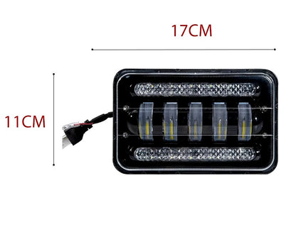 Комплект от 2бр. универсалeн 5 инча ЛЕД LED фар лампа халоген 12V-24V къси/дълги с DRL дневни светлини мигач бяло-жълто 8000lm за АТВ джип камион трактор и др.