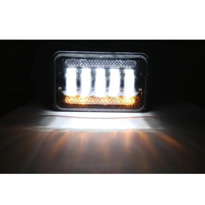 Комплект от 2бр. универсалeн 5 инча ЛЕД LED фар лампа халоген 12V-24V къси/дълги с DRL дневни светлини мигач бяло-жълто 8000lm за АТВ джип камион трактор и др.