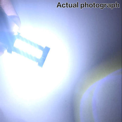 Комплект от 2бр. LED Лед Крушки, 33 SMD, С Лупа, BAU15S 1156 (P21W), 12V, Бяла, Светлина Разминати пинове (150°)