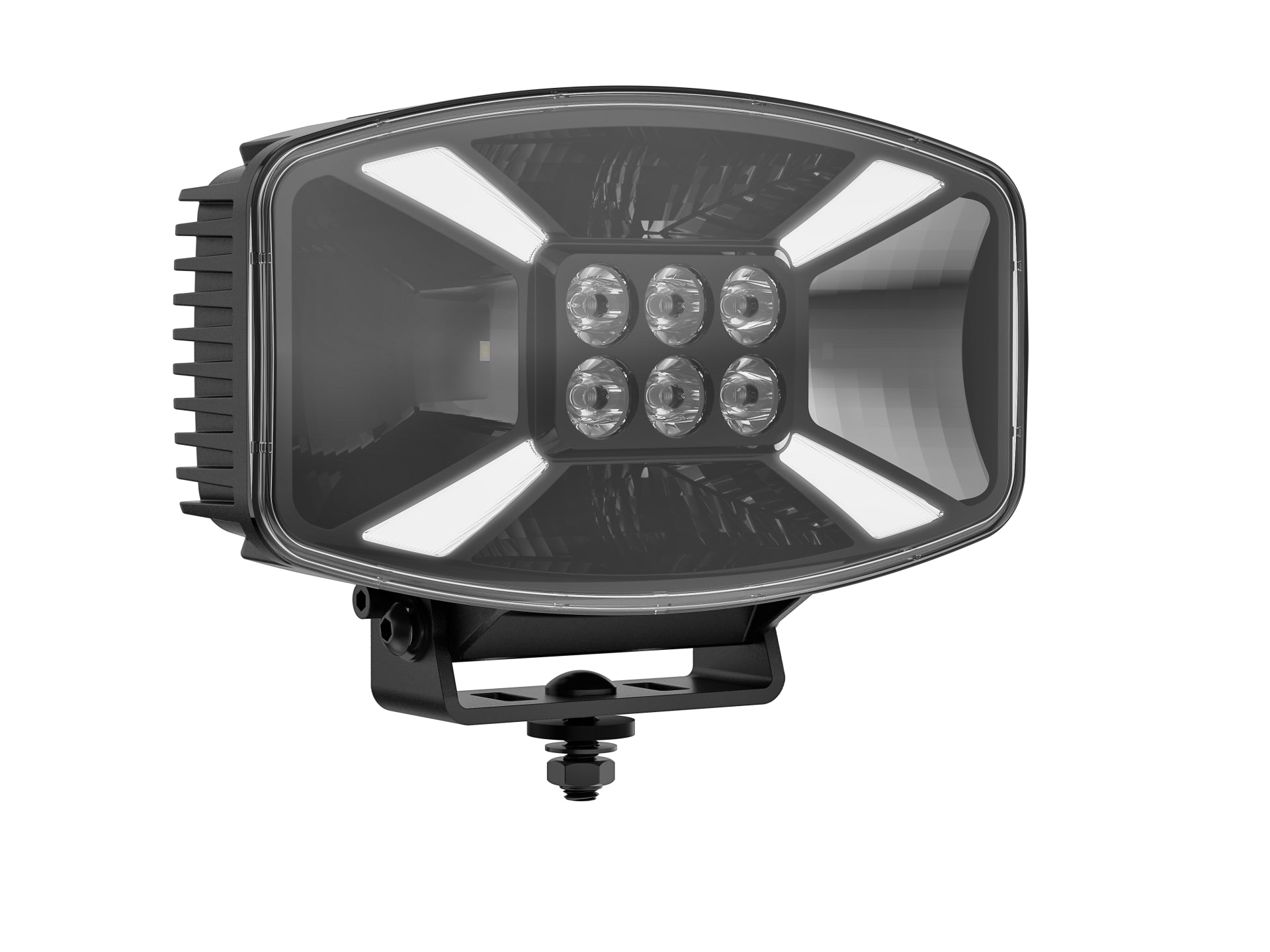 Универсален LED ЛЕД 140W диоден фар халоген лампа 12V - 24V с DRL/parking светлина бяло-жълто за АТВ джип камион трактор земеделски и селскостопански машини 247 x 141 x 83 mm