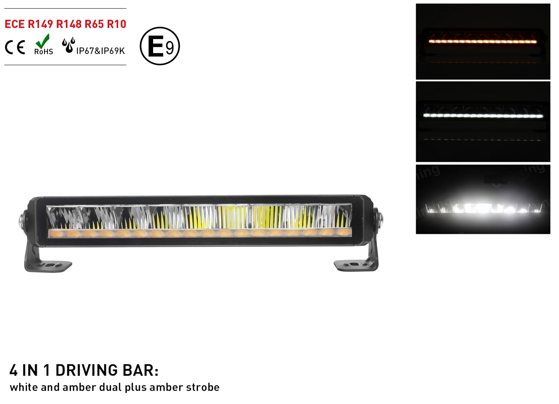 35.5 см Висококачествен 4 в 1 Led Bar Лед Бар Диоден Прожектор DRL с бяла габаритна светлина и оранжева аварийна блиц 50W 2100LM
