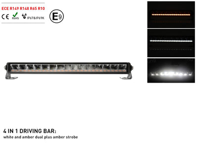 55 см Висококачествен 4 в 1 Led Bar Лед Бар Диоден Прожектор DRL с бяла габаритна светлина и оранжева аварийна блиц 80W 3800LM