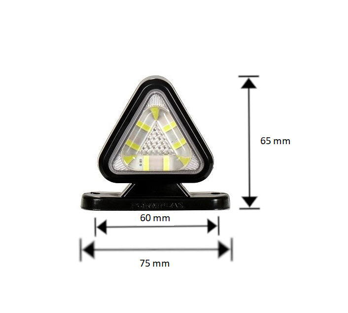 Комплект от 2 броя 18LED ЛЕД мини светодиоднен габарит токос тип рогче 12 - 24V бяло - червено с триъгълна форма Неон Ефект за ремаркета платформи камиони и др.