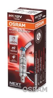 Халогенна крушка Osram H1, Х1, Night Breaker Laser Next Gen +150%, 55W, 12V, P14.5S
