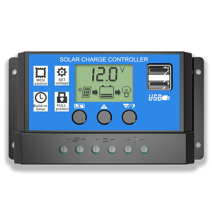 Соларен Заряден Контролер 20A PMW 12V 24V LCD Дисплей, Двойни USB Портове, Защитна Система