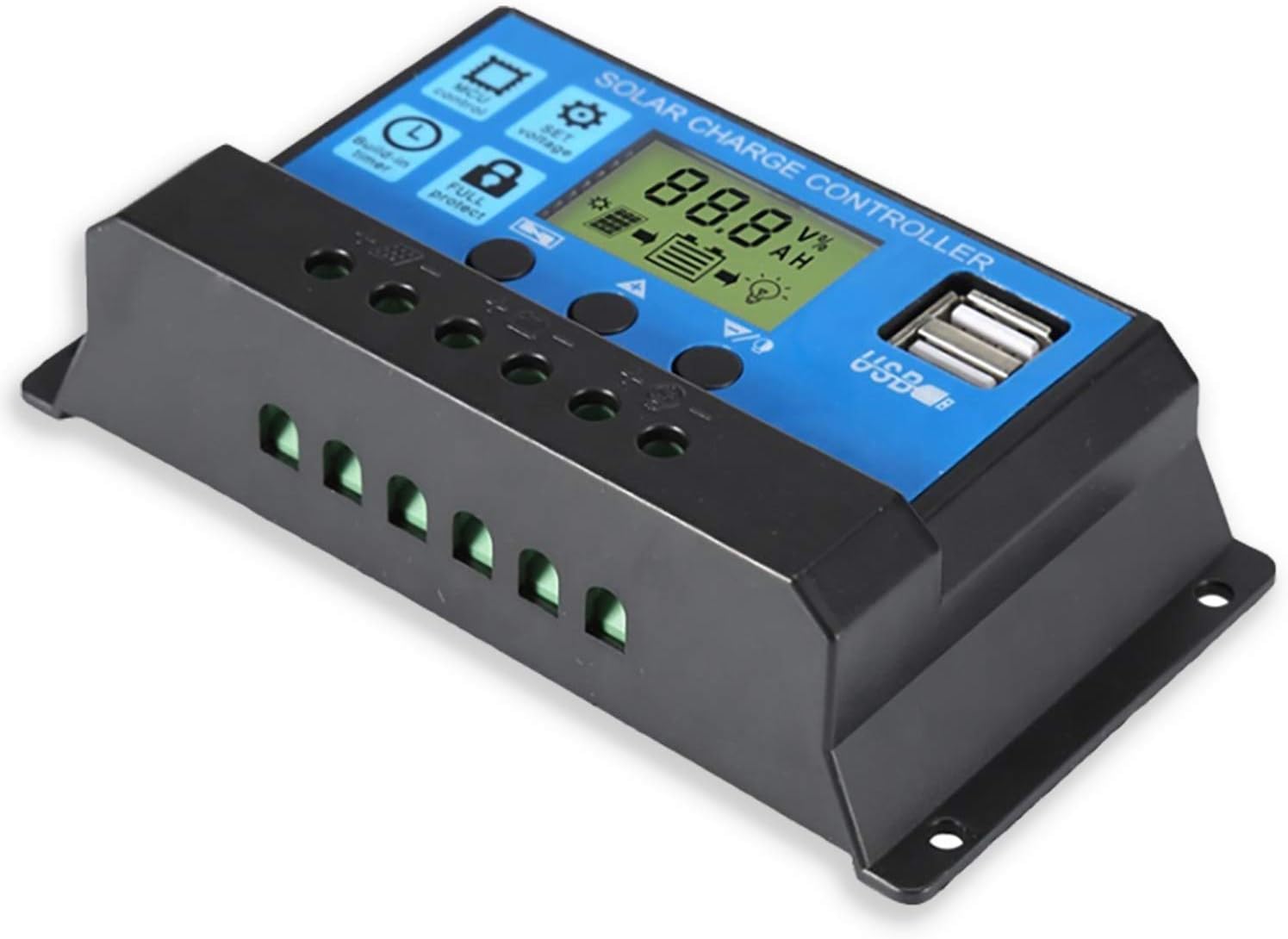 Соларен Заряден Контролер 20A PMW 12V 24V LCD Дисплей, Двойни USB Портове, Защитна Система