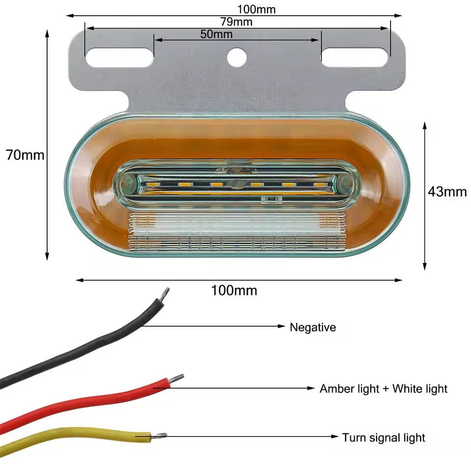 Лед LED Диоден Маркер Габарит Индикатор 12V Бягаща Оранжева светлина - Бял За Камион Бус Ван Ремарке Каравана Платформа