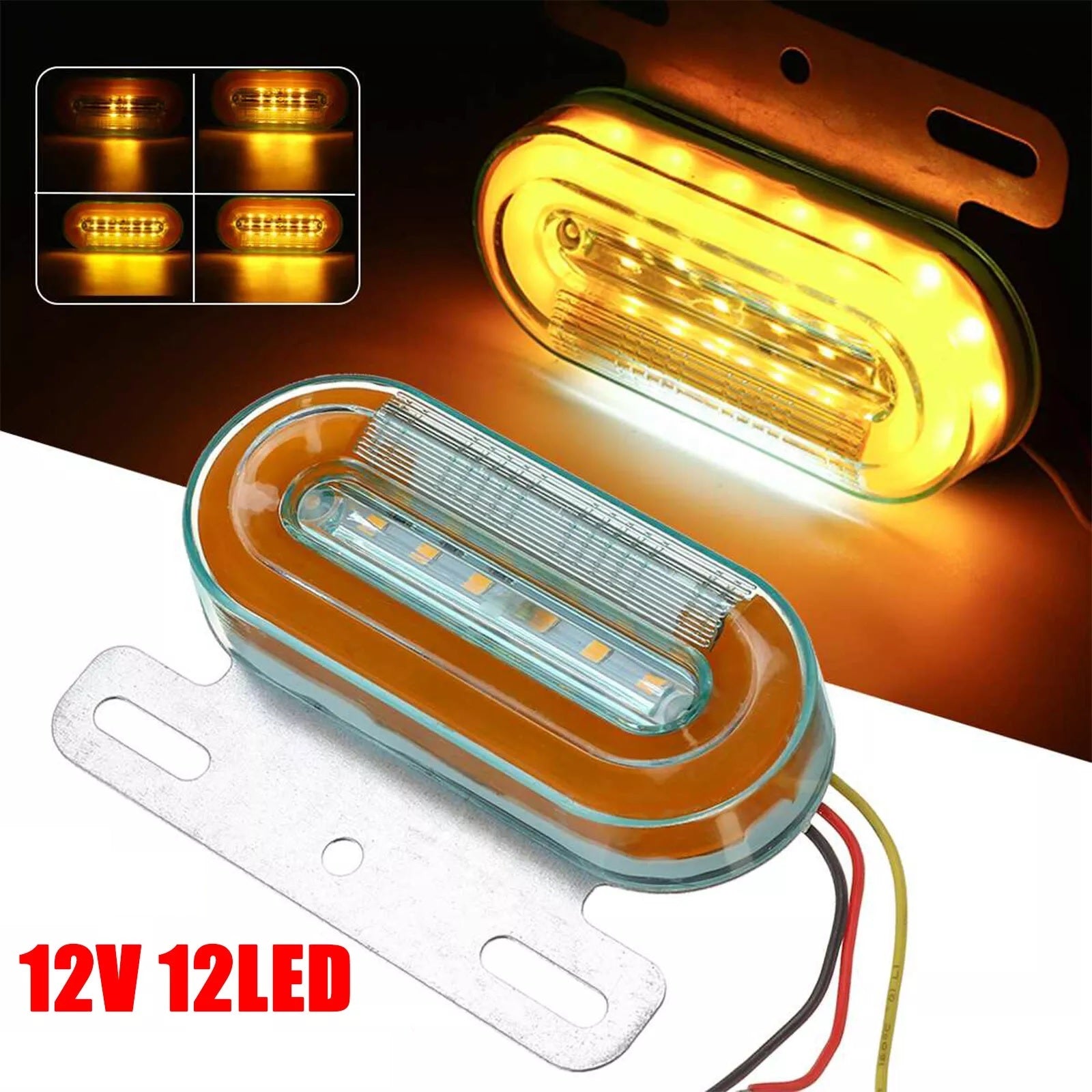 Лед LED Диоден Маркер Габарит Индикатор 12V Бягаща Оранжева светлина - Бял За Камион Бус Ван Ремарке Каравана Платформа