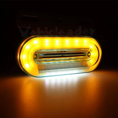 Лед LED Диоден Маркер Габарит Индикатор 12V Бягаща Оранжева светлина - Бял За Камион Бус Ван Ремарке Каравана Платформа
