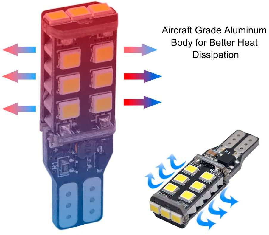 Комплект LED T10 Крушки за Задна Светлина - 6000K Бяла Светлина, 600LM (2 броя)