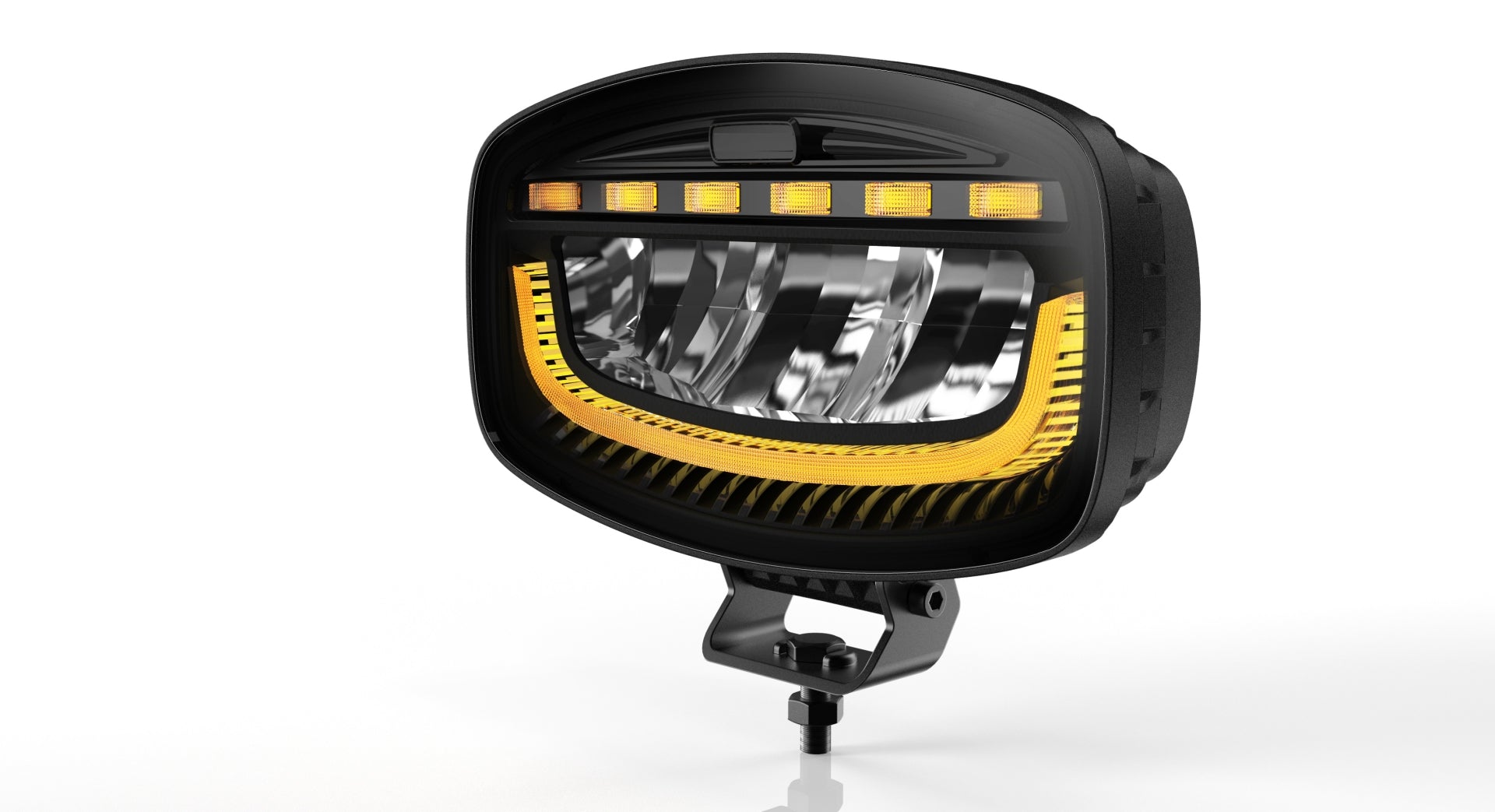 Универсален LED диоден халоген с DRL дневни светлини бяло/жълто и аварийна сигнална блиц оранжева светлина 12-24V 3500 лумена