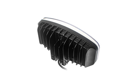 80W LED Лед Фар Халоген с DRL дневни светлини габарит бяло - оранжево неон ефект 24,5см x 13,9см, 4100lm, 12V - 24V, E-Mark Подходящ За DAF MAN Scania Volvo и др.