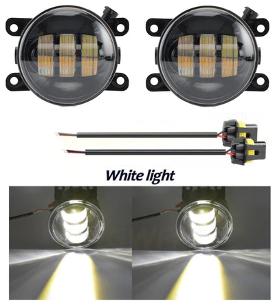 Комплект 2 броя LED фарове за мъгла, халогени за Dacia, Renault, Ford, Citroen, Suzuki, бяла светлина, Ø91 мм, 12V, алуминиев корпус, H8/H11 букса