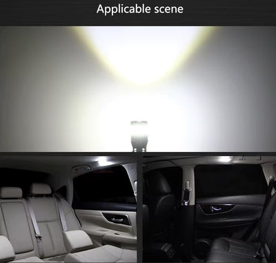 Комплект от 2 броя LED Лед Диодни Крушки За Габарит T10 W5W – 3030 + 3014 SMD, студено бяла светлина 6000K, 12–24V, CANBUS без грешки