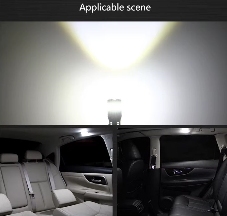 Комплект от 2 броя LED Лед Диодни Крушки За Габарит T10 W5W – 3030 + 3014 SMD, студено бяла светлина 6000K, 12–24V, CANBUS без грешки