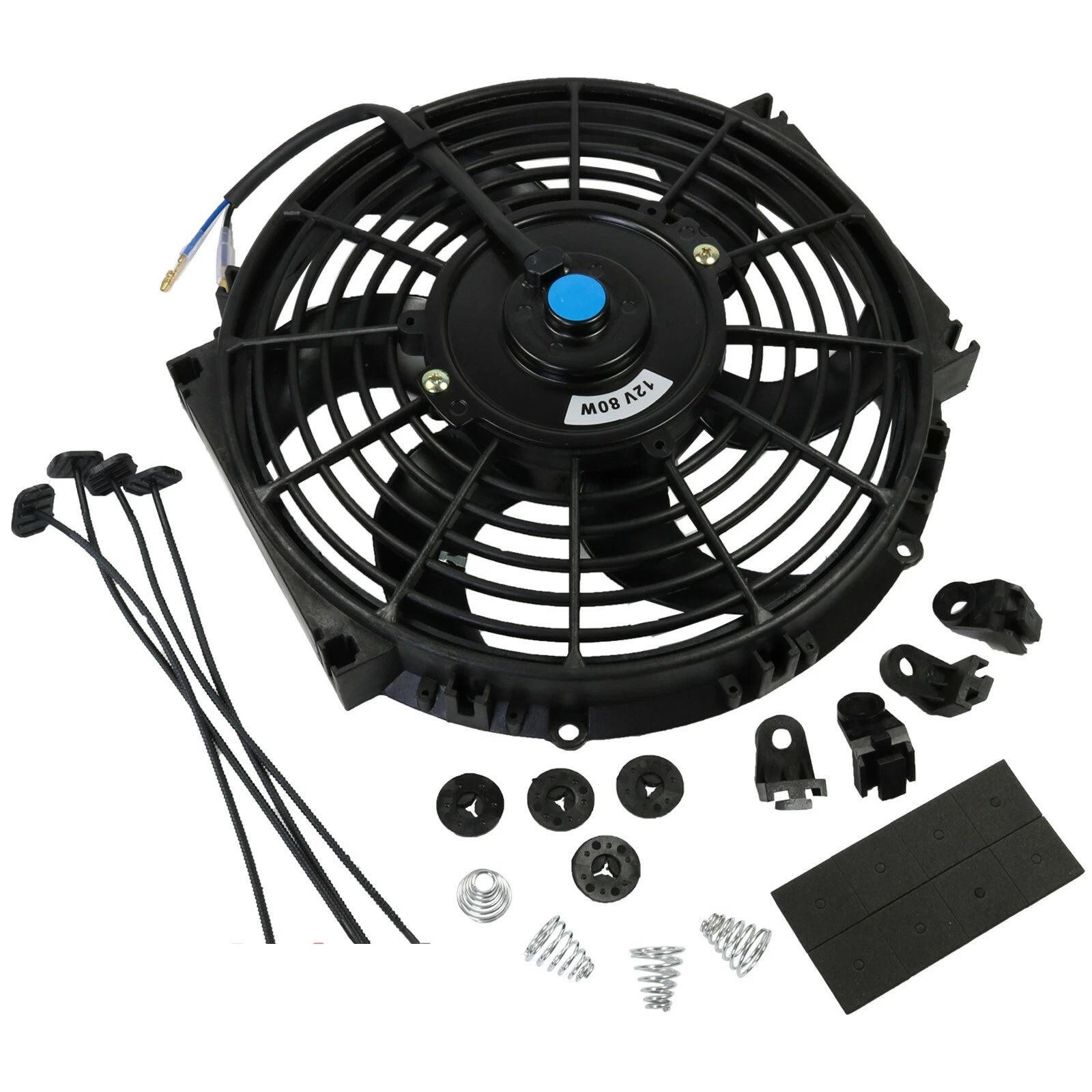 Универсален електрически вентилатор перка за радиатор – 10 инча ( 25см), 12V, 80W, ABS и стомана, безшумен