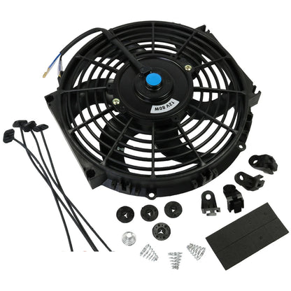 Универсален електрически вентилатор перка за радиатор – 10 инча ( 25см), 12V, 80W, ABS и стомана, безшумен