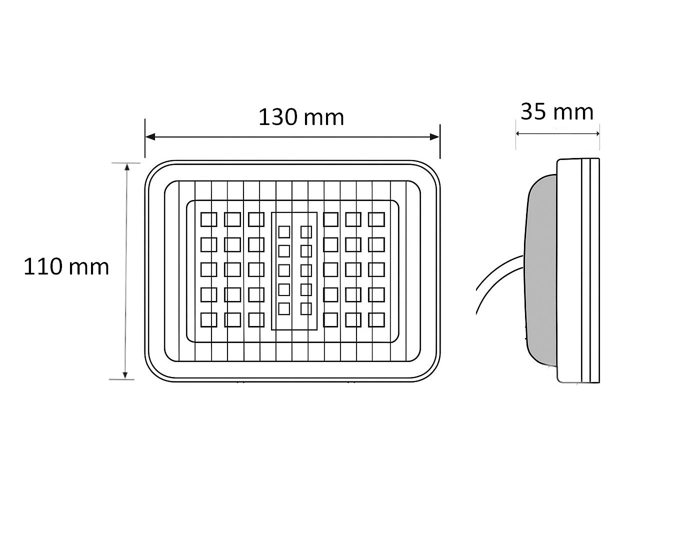 LED бяла задна светлина – габарит с 70 LED диода, 12–24V