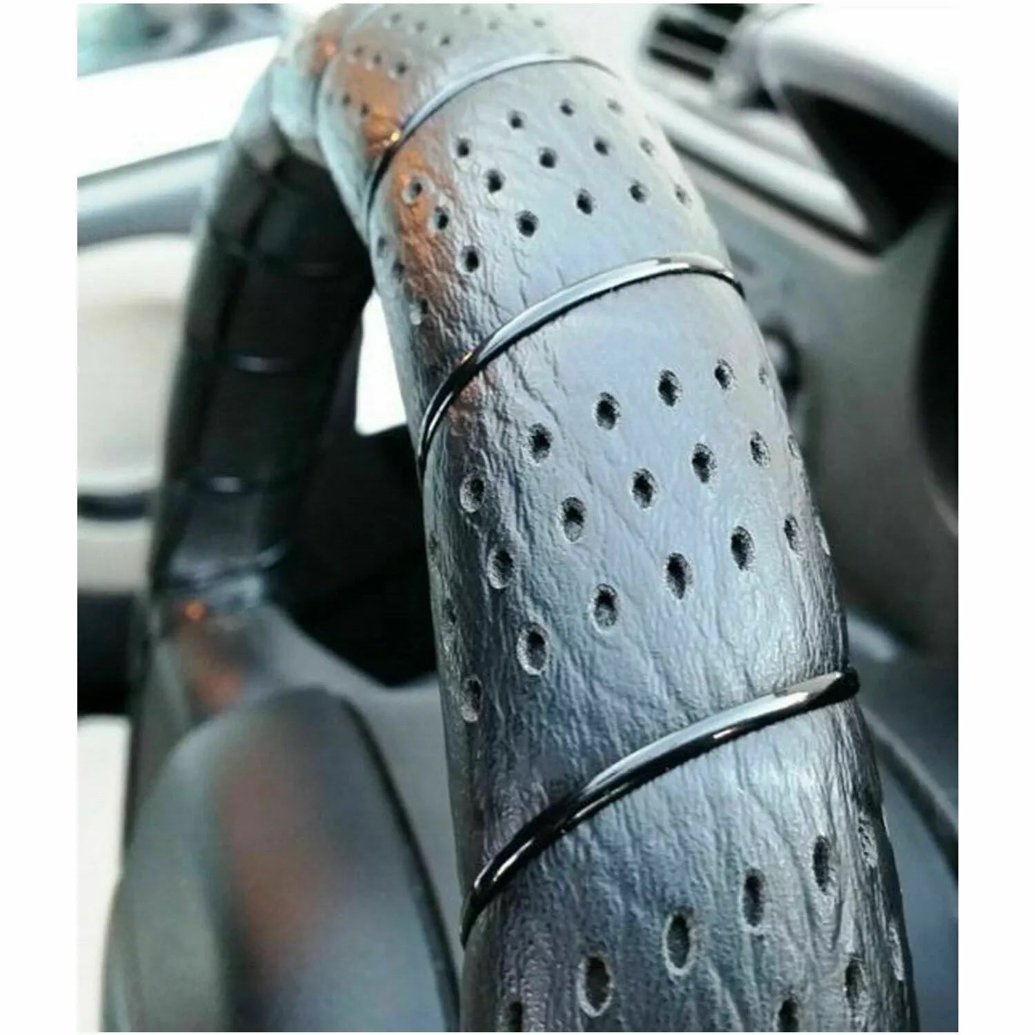 Калъф за волан Ретро черен, размер 35-41 cm