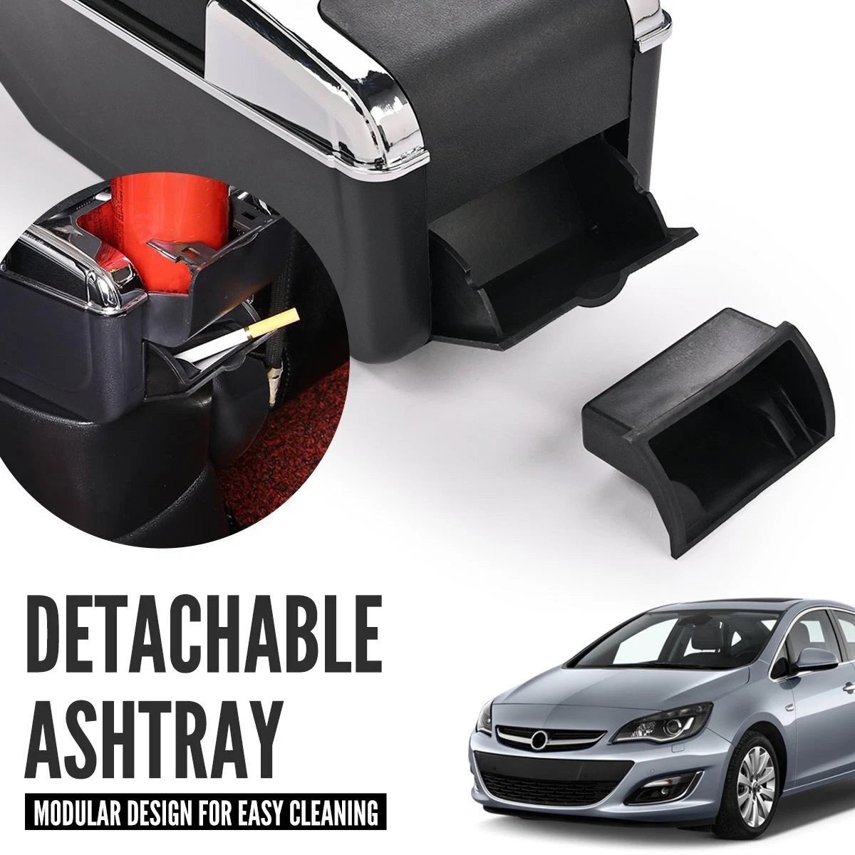 Подлакътник барче за Opel Astra J 2009–2018 MK4 - Еко кожа – Черен