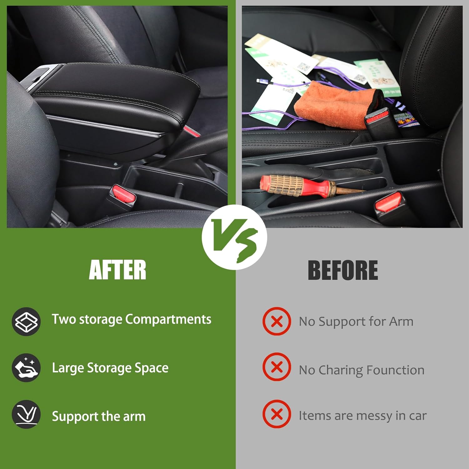 Подлакътник барче за Opel Astra J 2009–2018 MK4 - Еко кожа – Черен