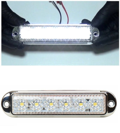 LED Габарит Маркер, 6 диода, хромирана рамка, Бял - 12V-24V