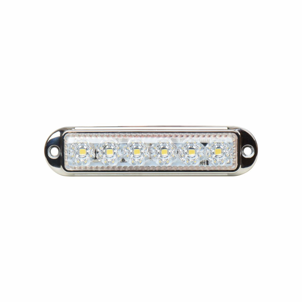 LED Габарит Маркер, 6 диода, хромирана рамка, Бял - 12V-24V