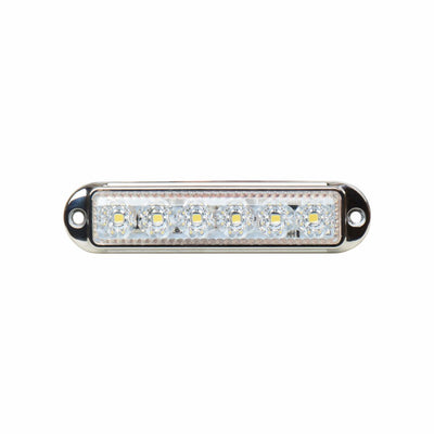 LED Габарит Маркер, 6 диода, хромирана рамка, Бял - 12V-24V