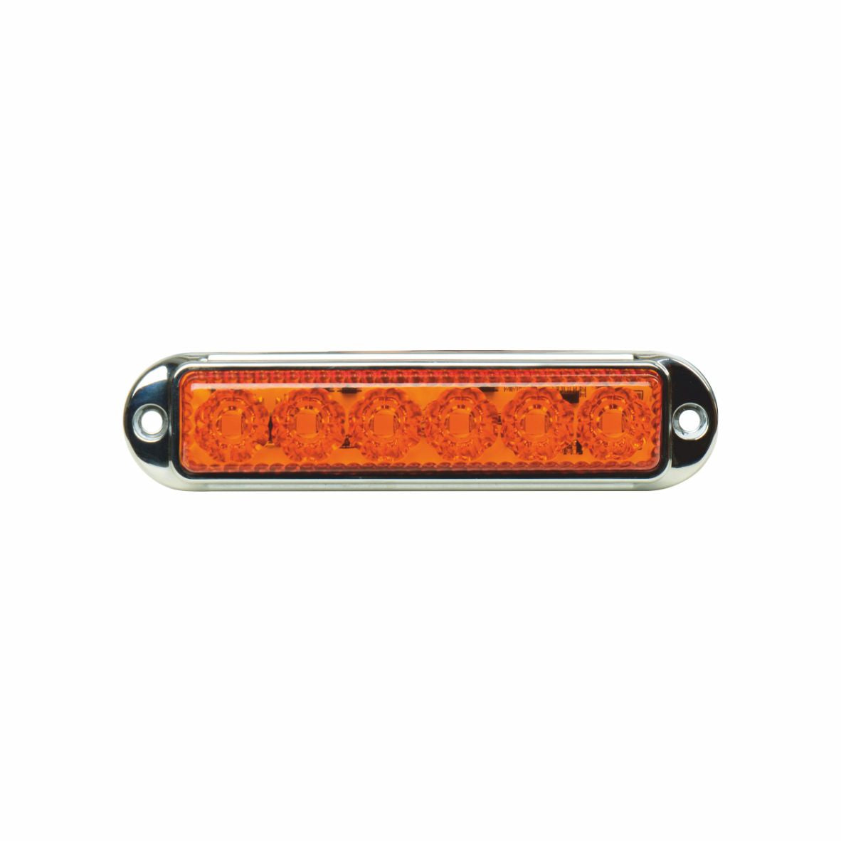 LED Габарит Маркер, 6 диода, хромирана рамка, Оранжев - 12V-24V