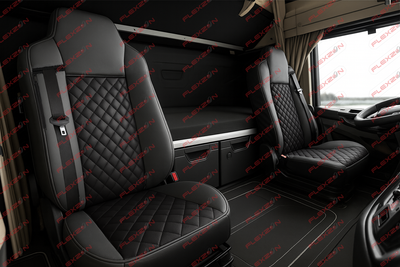 Комплект 1+1 тапицерия от еко кожа за MAN TGX 2015-2020 - черно