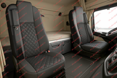 Комплект 1+1 тапицерия от еко кожа за MERCEDES ACTROS MP4 EURO 6 2015-2021 - черно