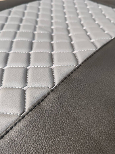 Комплект 1+1 тапицерия от еко кожа за MERCEDES ACTROS MP4 EURO 6 2015-2021 - сиво-черно