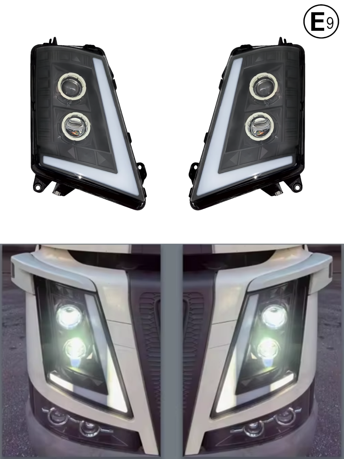 Комплект LED Фарове с къси, дълги и дневни DRL светлини за VOLVO FH4 / FM4 2012+