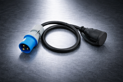 Кабел адаптер от CEE щепсел към Шуко контакт - IP44 – 230V / 16A, 3G2.5, за кемпер, каравана и къмпинг