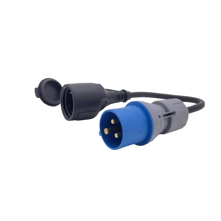 Кабел адаптер от CEE щепсел към Шуко контакт - IP44 – 230V / 16A, 3G2.5, за кемпер, каравана и къмпинг