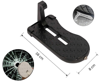 Мултифункционално стъпало / степенка за автомобилна врата за достъп до покрива, с вграден авариен чук за стъкло