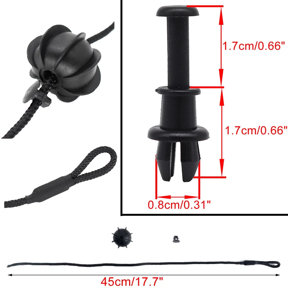 Комплект 2 бр. OEM Щипки / Пинове с Въже за кора на багажник - AUDI, SEAT, SKODA, VW