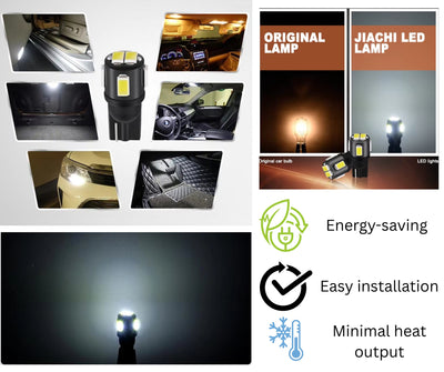 Комплект 2 бр. LED крушки T10 W5W, 7000K бяла светлина, ниска консумация, 12V - блистер