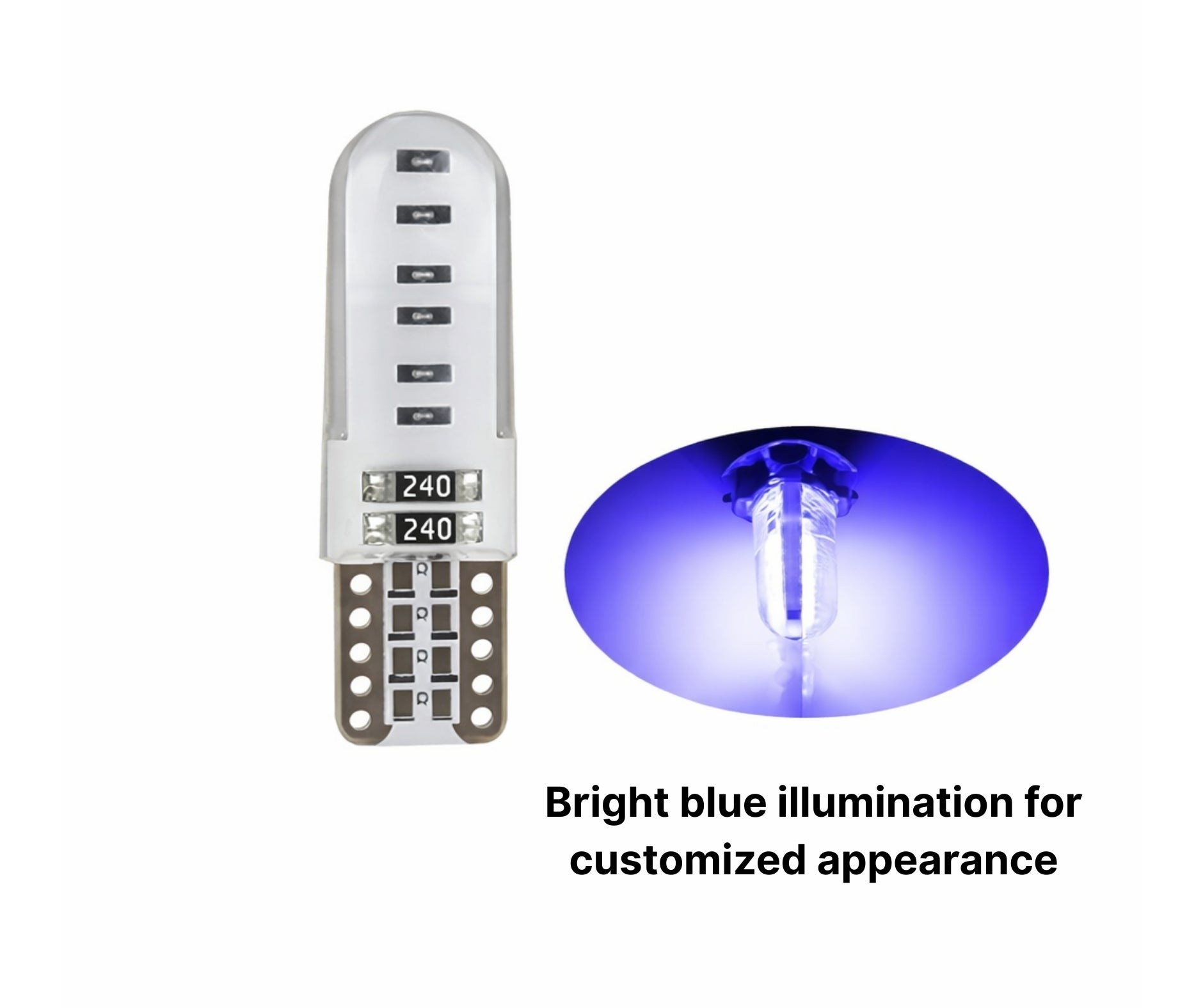 Комплект 2 бр. LED крушки T10 W5W, синя светлина, CANBUS, Silica LED, 12V - блистер