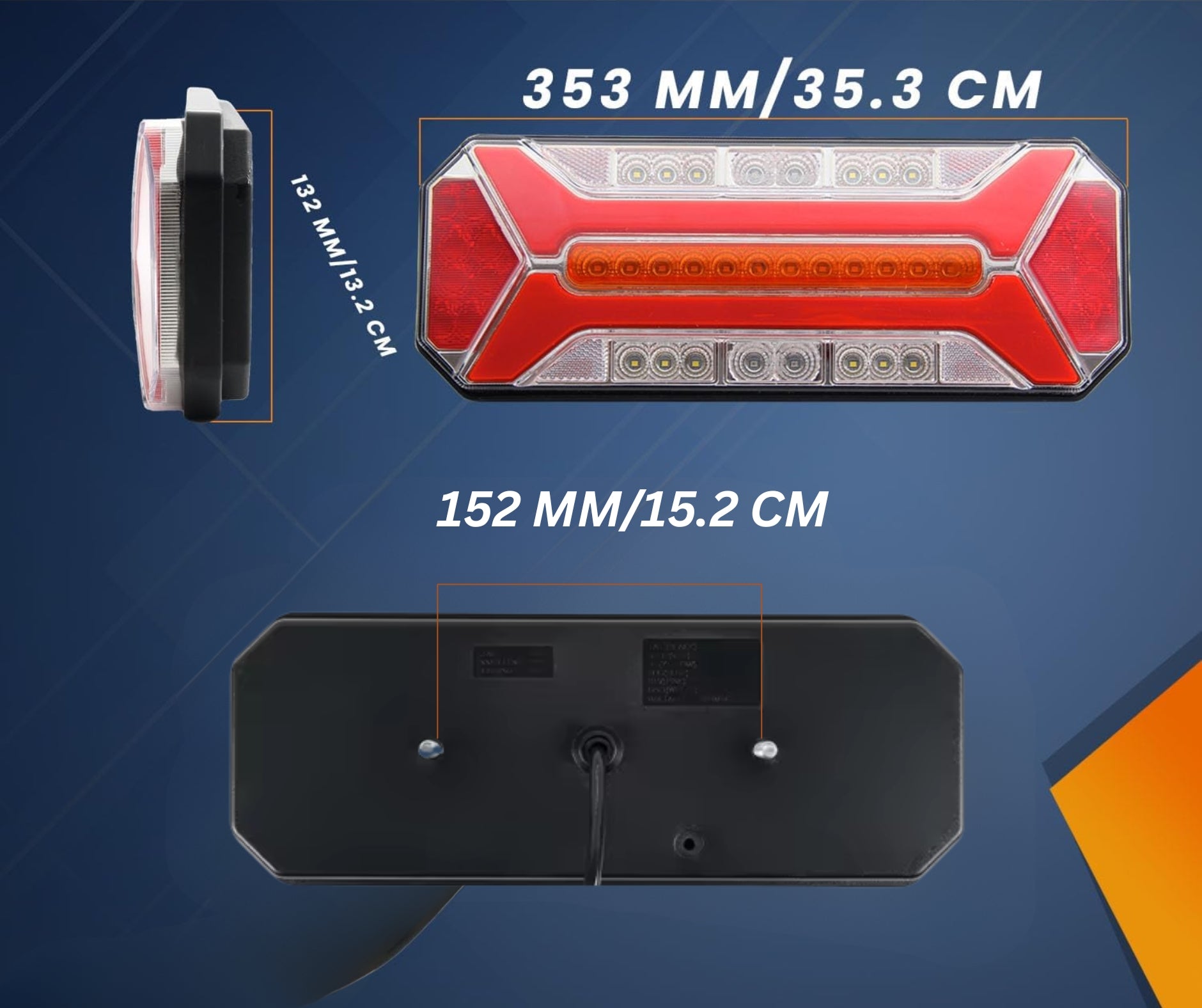 LED стоп с 5 функции за камион и ремарке, динамичен мигач, стоп светлина, заден ход, мъгла, IP66, 12–24V