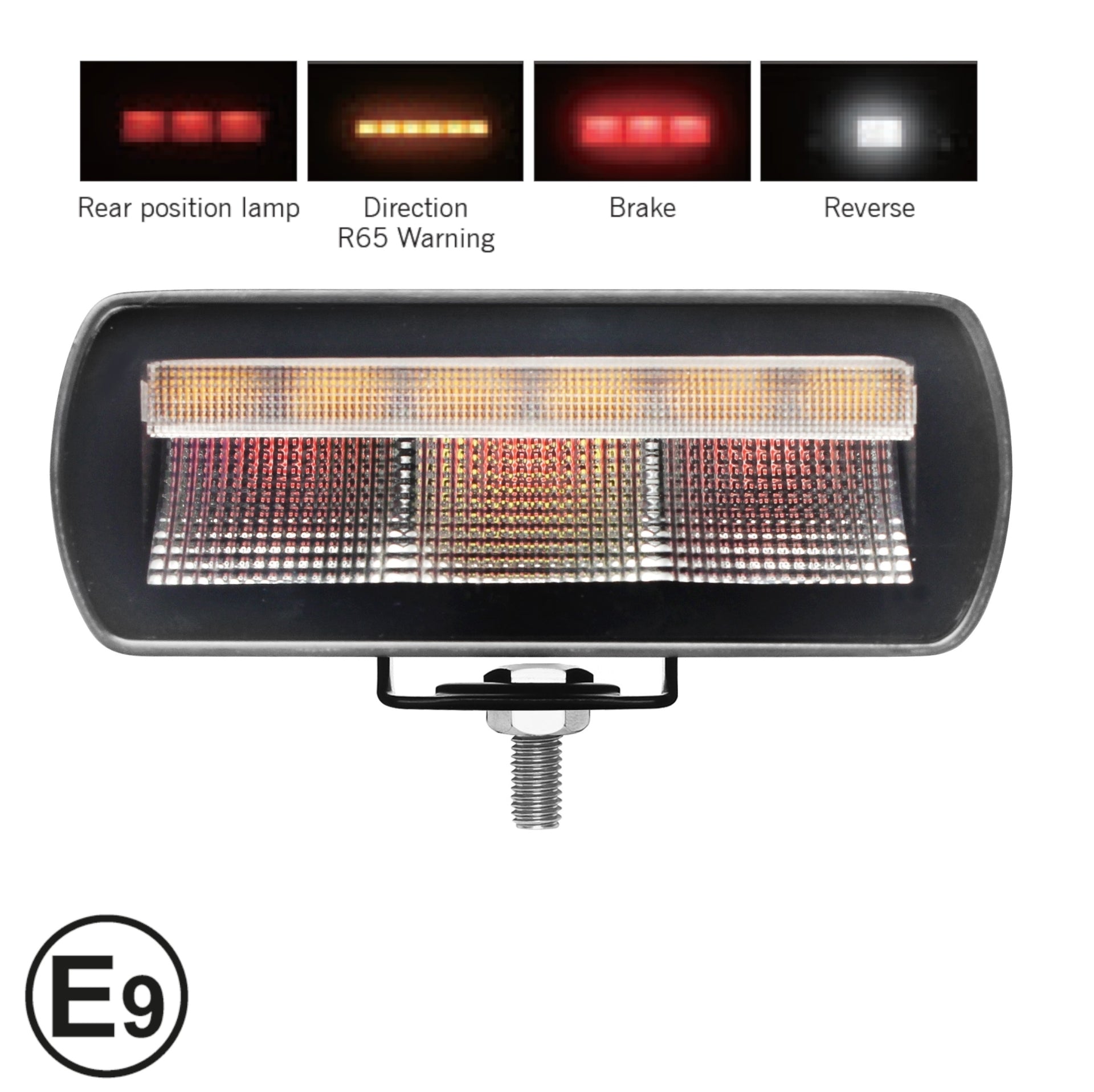 Мултифункционален LED стоп Flexzon – габарит / мигач / заден ход / аварийна блиц светлина с 4 функции, IP67/69K, 12–24V