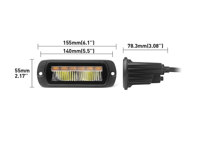 LED комбиниран халоген Flexzon / работна лампа с бял DRL и предупредителна светлина R65, за вграждане, 4 функции, IP65/67K, 12–24V