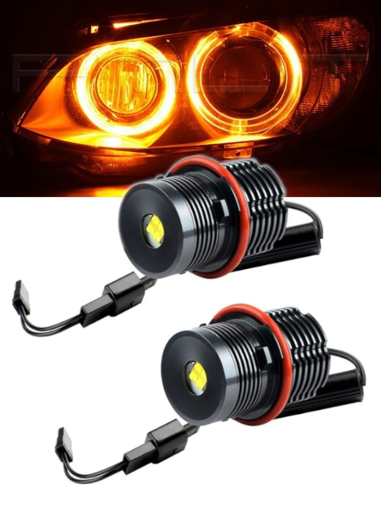 Комплект LED Angel Eyes крушки за BMW – CANBUS, жълта / оранжева светлина, Plug & Play