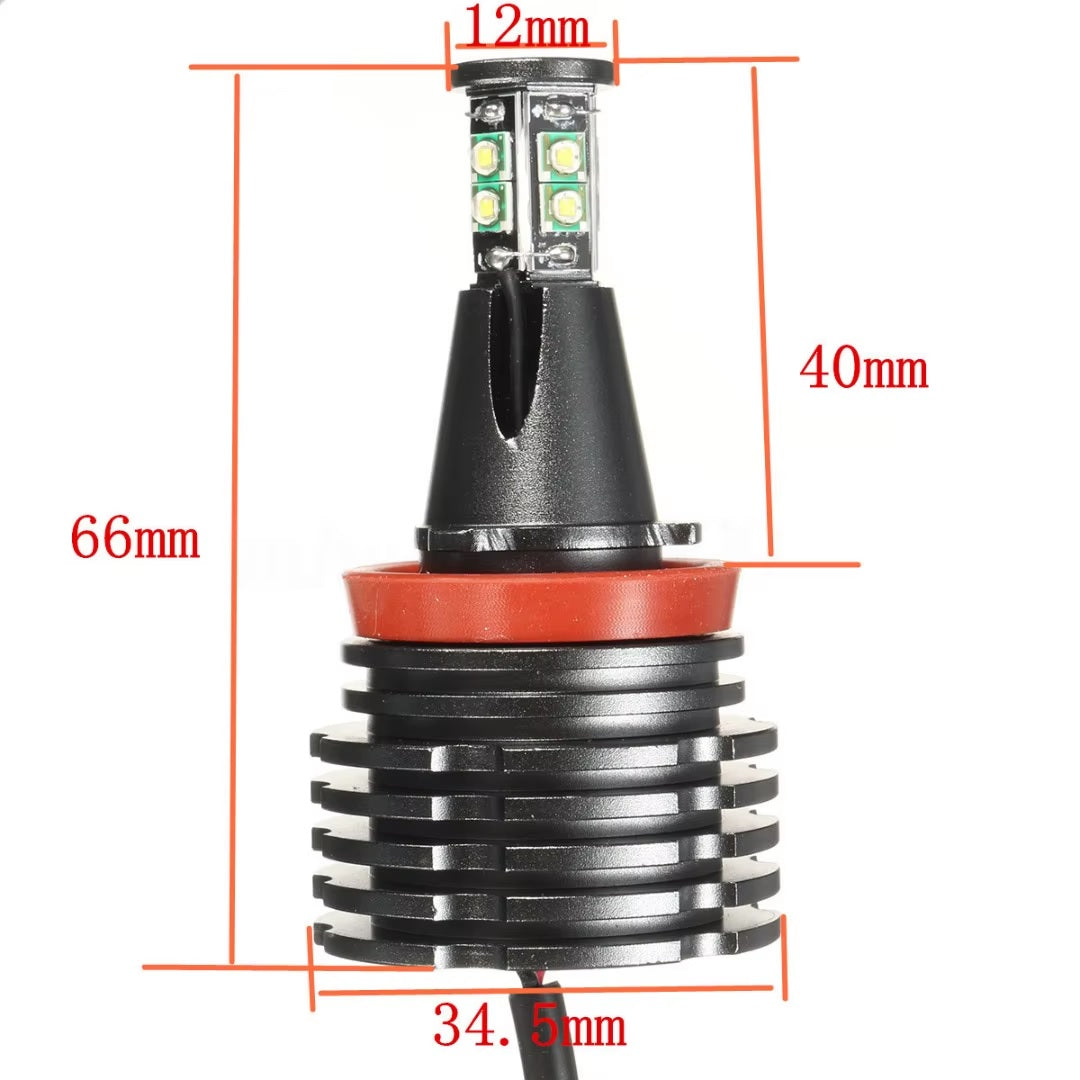 Комплект H8 40W LED Angel Eyes крушки за BMW – CANBUS, жълта / оранжева светлина, OEM 63217760782