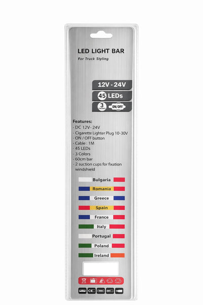 Светещ LED бар 60 cm 45 LED 12V - 24V черно-червено-жълто DE Germany флаг знаме Германия